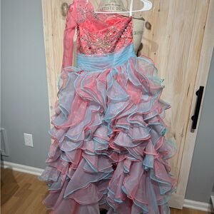 Charming Pink and Blue Kids Formal Dress